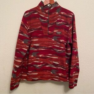 L.L. Bean Men's Terracotta and Gray Zip-Up Sweater